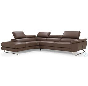 Natalia Brown Leather Power Reclining LAF Sectional with Adjustable Headrest