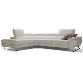 Natalia White Leather Power Reclining LAF Sectional with Adjustable Headrest
