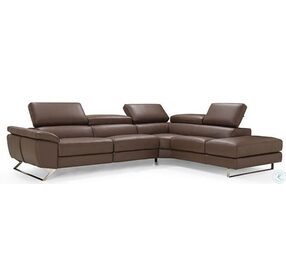 Natalia Brown Leather Power Reclining RAF Sectional with Adjustable Headrest