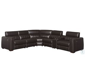 Nara Espresso Leather LAF Power Reclining Sectional