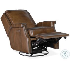 Collin Checkmate Pawn Leather Swivel Glider Power Recliner