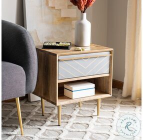 Leni Natural And Brass Nightstand