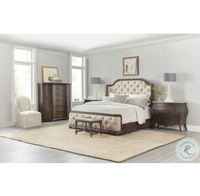 Traditions Beige And Rich Brown King Upholstered Panel Bed