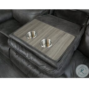 Shimmer Ink Reclining Sofa with Power Headrest and Drop Down Tray