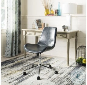 Fletcher Dark Gray And Chrome Adjustable Swivel Office Chair