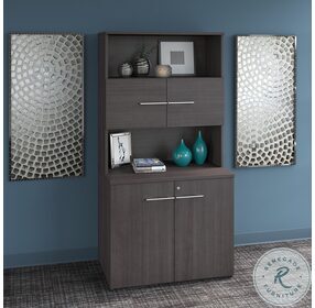 Office 500 Storm Gray 36" Tall Storage Cabinet With Doors And Shelves