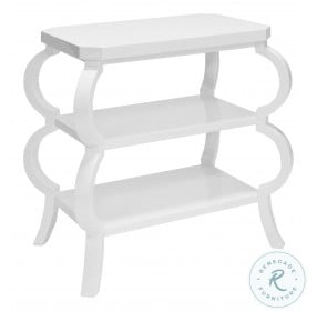 Olive Matte White Lacquer 3 Tier Side Table