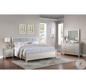 Omni Champagne And Cool Gray Upholstered Queen Panel Bed