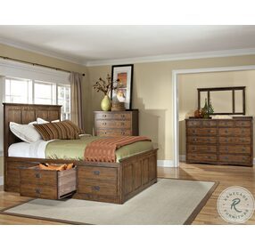 Oak Park Mission Two Sided 6 Drawer King Captain Bed