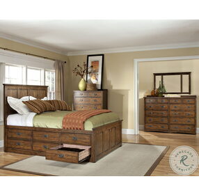 Oak Park Mission Double Sided 9 Drawer King Captain Bed