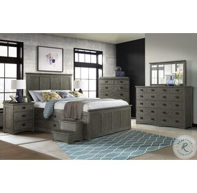 Oak Park Brushed Pewter Two Sided 12 Drawer California King Captain Bed