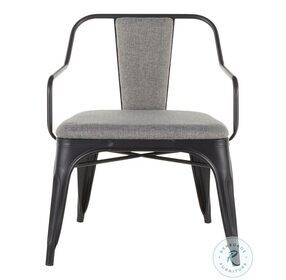 Oregon Black Metal And Light Grey Fabric Dining Chair Set Of 2