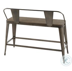 Oregon Antique Metal And Espresso Bamboo Counter Height Bench