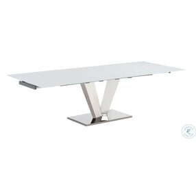 Otello White Glass Extendable Rectangular Dining Table