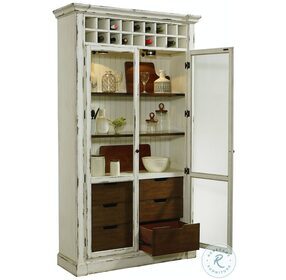 P021713 Antique White Display Curio Cabinet