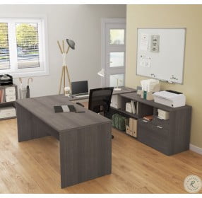 I3 Plus Bark Gray 2 Drawers U Desk