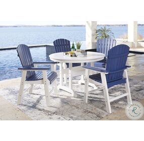 Toretto Blue And White Outdoor Dining Arm Chair Set Of 2