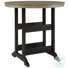 Fairen Trail Black and Driftwood Outdoor Round Bar Table Set