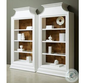 P301502 Antique White And Natural Open Storage 3 Shelf Bookcase