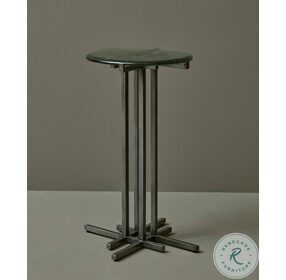 P301550 Gray And Gunmetal Glass And Metal Pedestal Table