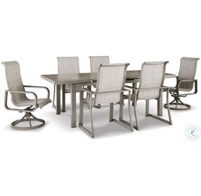 Beach Front Beige Outdoor Sling Arm Chair Set of 4