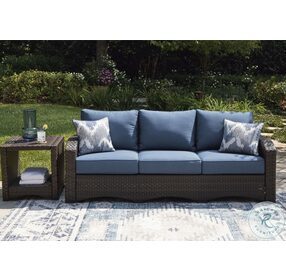 Windglow Blue And Brown Outdoor Living Room Set