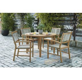 Janiyah Light Brown Outdoor Round Dining Table