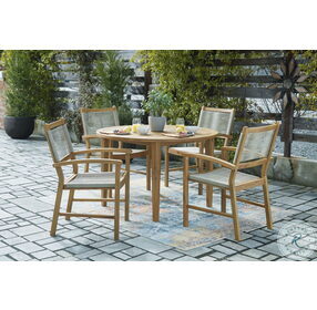 Janiyah Light Brown Outdoor Arm Chair Set Of 2