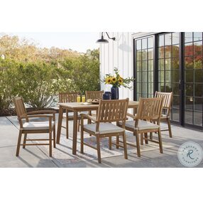 Janiyah Light Brown Outdoor Dining Arm Chair Set of 2