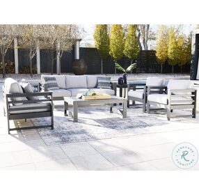 Amora Charcoal Gray Outdoor Lounge Chair Set of 2