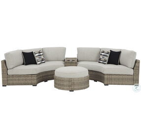 Calworth Beige Outdoor Curved Sectional