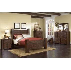 Trestlewood Distressed Mesquite Pine Queen Poster Bed