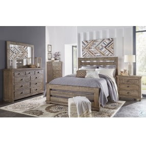 Willow Distressed Weathered Gray Queen Slat Panel Bed