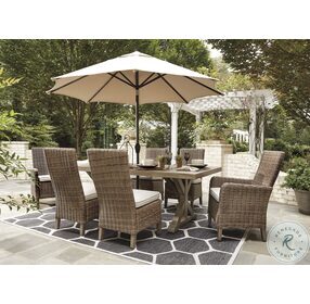 Beachcroft Beige Outdoor Arm Chair with Cushion Set of 2