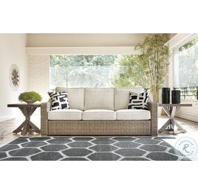 Beachcroft Beige Outdoor Living Room Set with Nuvella Cushions