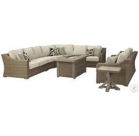 Beachcroft Beige Outdoor Sectional with Nuvella Cushions