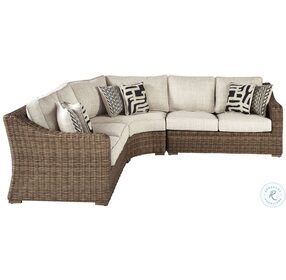 Beachcroft Beige 3 Piece Outdoor Sectional with Nuvella Cushions