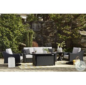 Beachcroft Black And Light Gray Outdoor Rectangular Fire Pit Table