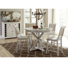 Willow Distressed White Upholstered Counter Height Chair Set of 2