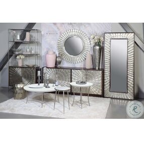 Crossings Palace Silver Iron and White Marble Accent Table