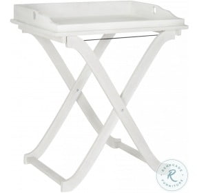 Covina Antique White Outdoor Tray Table