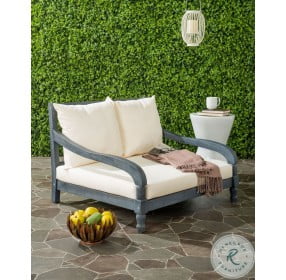 Pomona Ash Gray And Beige Outdoor Lounger
