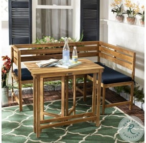 Wilton Natural And Navy Balcony Outdoor Corner Lounge Set