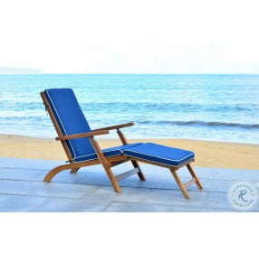 Palmdale Natural And Navy Outdoor Lounge Chair