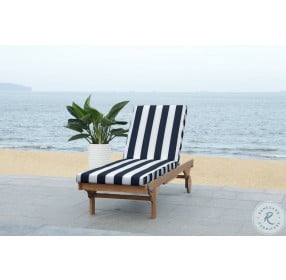 Newport Natural Navy And White Outdoor Chaise Lounger