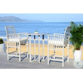 Pate Gray Wash And White 3 Piece Outdoor Bistro Set