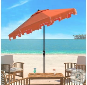 Zimmerman Orange and White UV Resistant Tilt Outdoor Umbrella With Flap