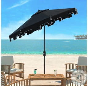 Zimmerman Black and White UV Resistant Tilt Outdoor Umbrella With Flap