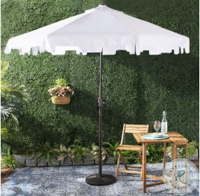 Zimmerman White UV Resistant Tilt Outdoor Umbrella With Flap