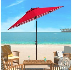 Athens Red And White Inside Out Striped Crank Outdoor Auto Tilt Umbrella